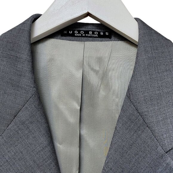 HUGO BOSS Mens Jacket 42R Light Wool Blazer Blue Gray Sport Coat - Picture 4 of 11